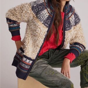 Pilcro Longline Sherpa Bomber Jacket